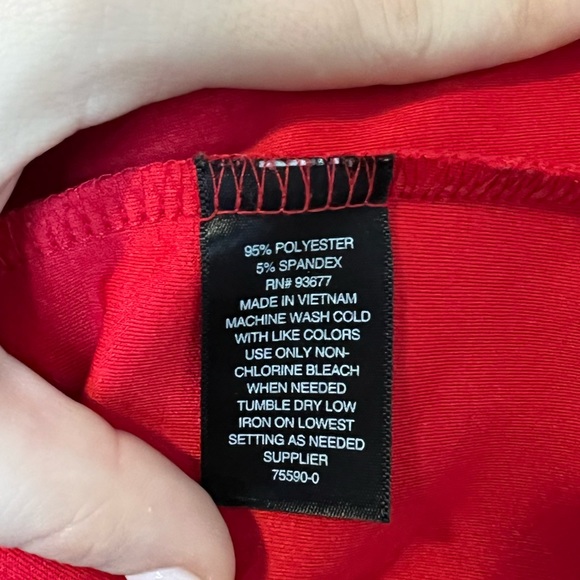 Worthington Red Tie-Front Short-Sleeve Tailored Blouse (Small) - Picture 7 of 8